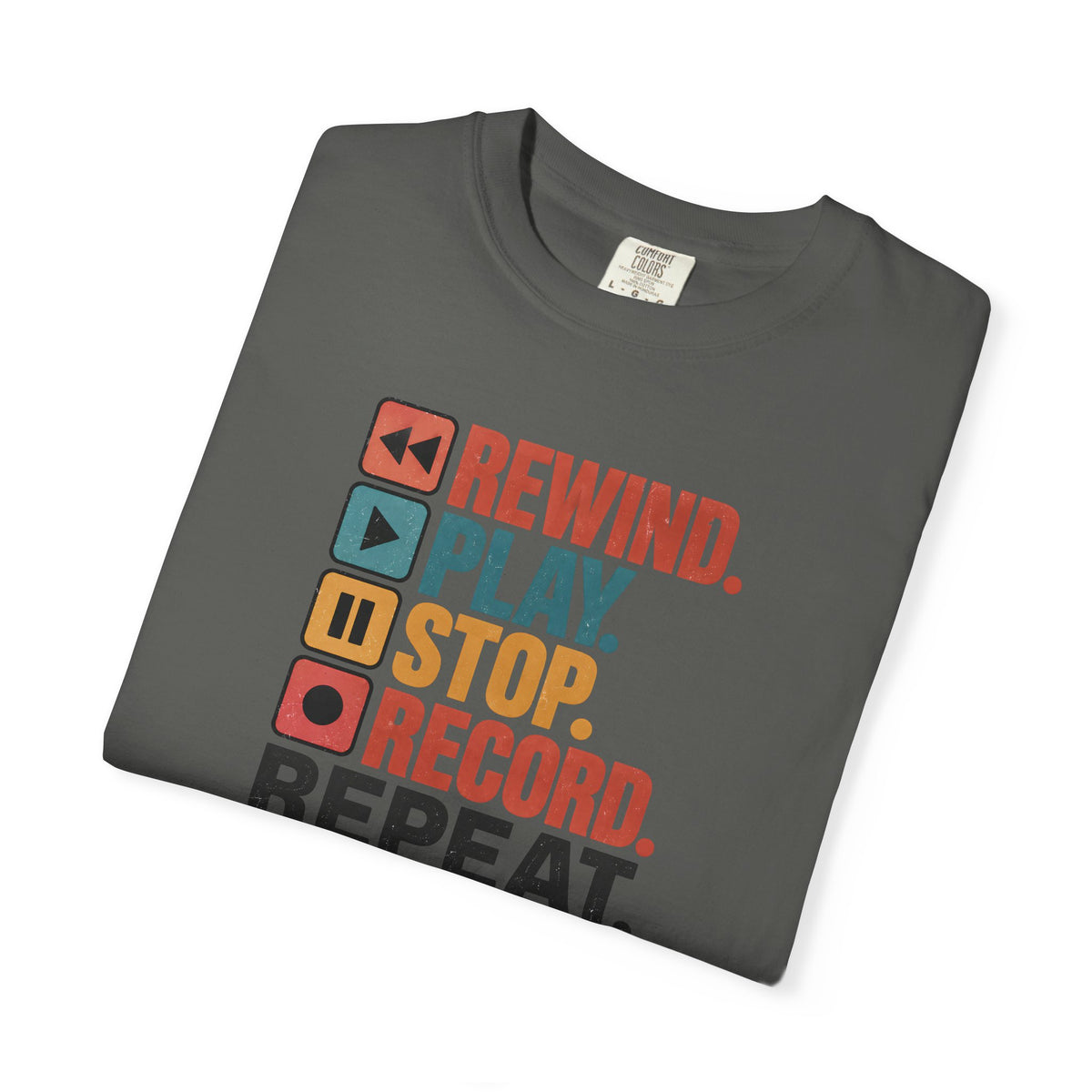 Rewind Play Stop Record Repeat Graphic Retro T-Shirt