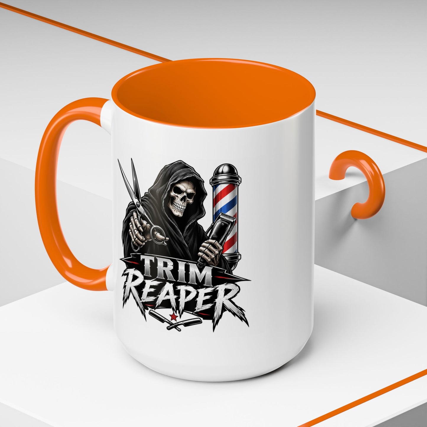Barber 'Trim Reaper' Accent Coffee Mug – 11/15oz Gift for Barbers & Stylists