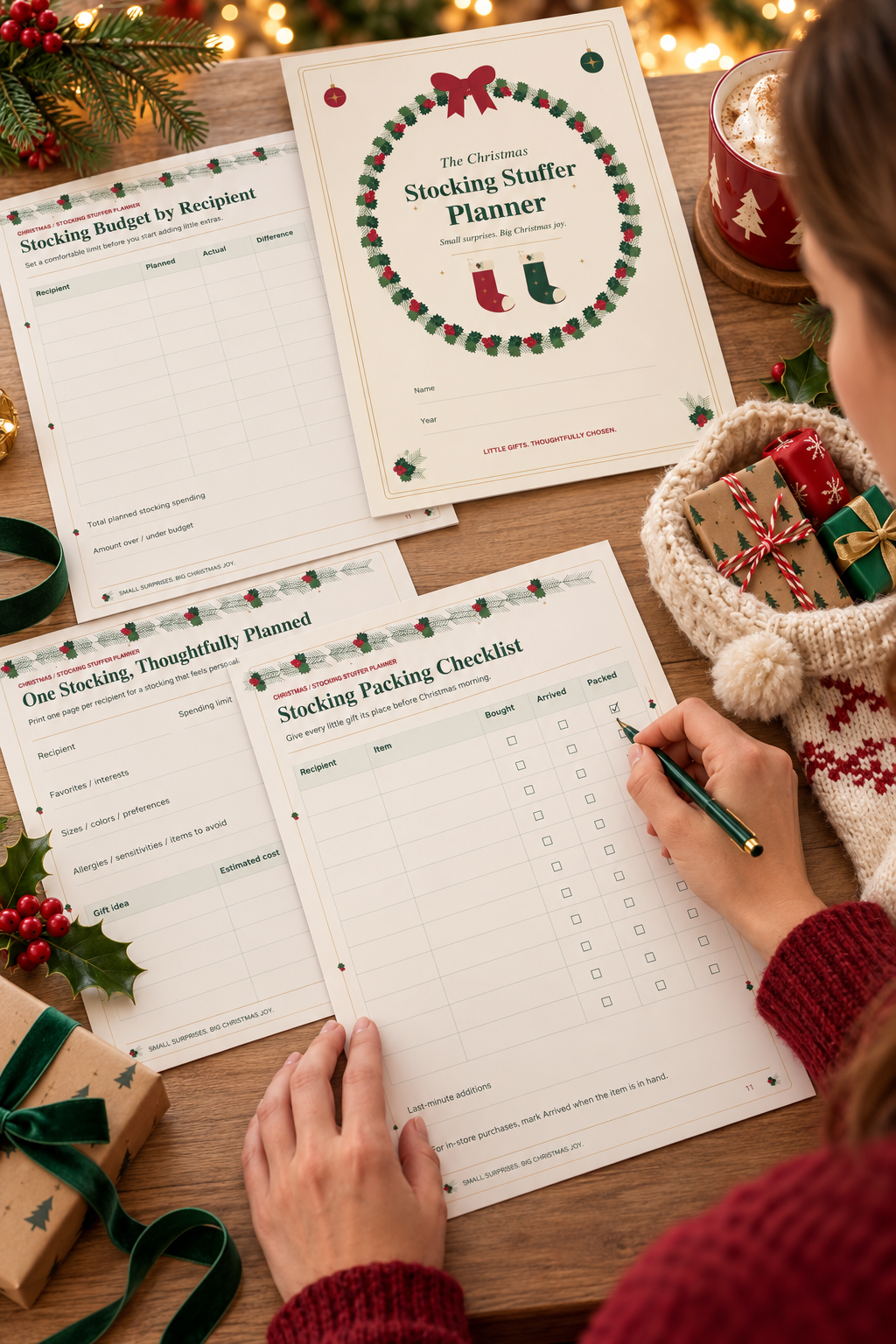 Christmas Stocking Stuffer Planner Printable 12-Page Gift & Budget Organizer Instant Digital Download