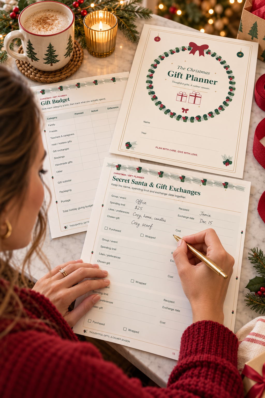 Christmas Gift Planner Printable 20-Page Holiday Gift & Budget Organizer Instant Digital Download