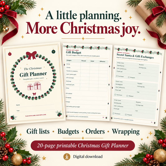 Christmas Gift Planner Printable 20-Page Holiday Gift & Budget Organizer Instant Digital Download