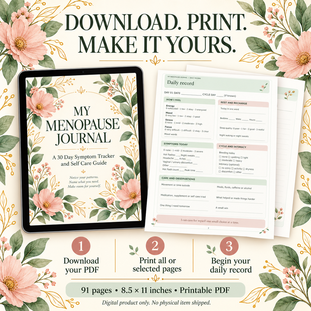 My Menopause Journal: A 30-Day Perimenopause & Menopause Symptom Tracker and Self-Care Guide